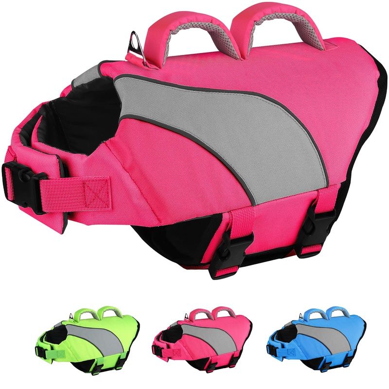 Doglay Dog Life Vest, Dog Life Jacket with Double Rescue Handles and Reflective Stripes, Adjustable High Visibility Swimming Safety Vest, Dog Lifesaver Pet Life Preserver for Small Medium Large Dogs. XL :27.6″-38.6″ (Ribcage Girth)- Double Handles