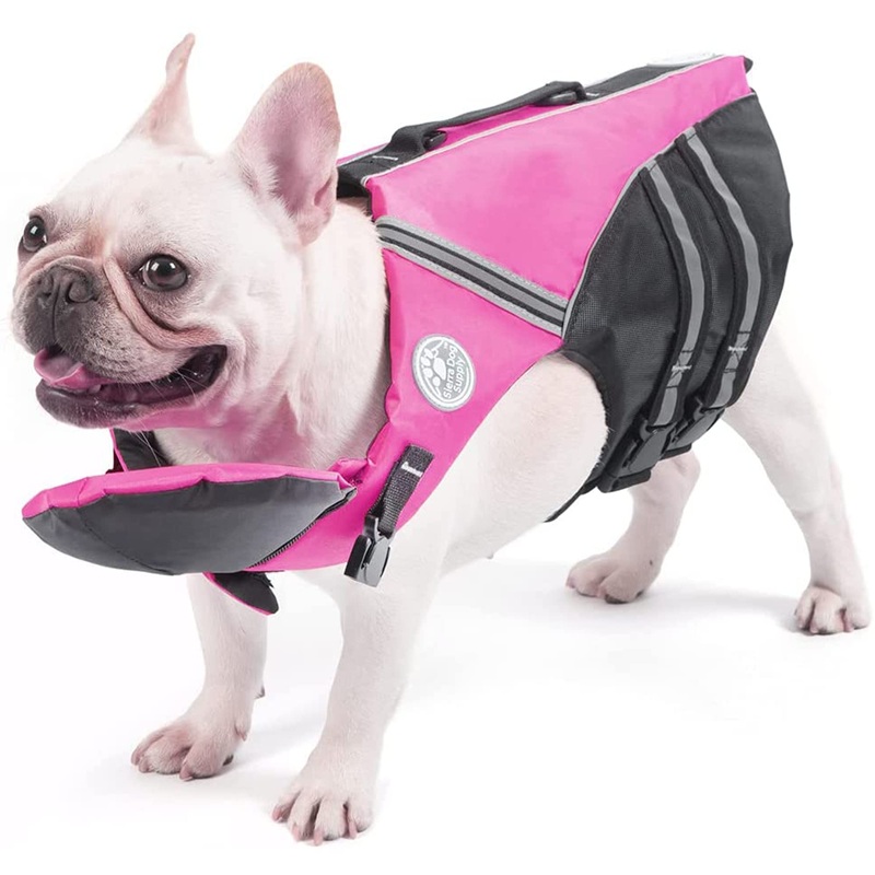 French Bulldog Life Jacket, Life Vest with Chin Float Rescue Handle for Corgi Pug, Adjustable High Visibility Flotation Swim Vest for Swimming Boating (Pink) Chest Girth 16.5″-29.5″ Pink