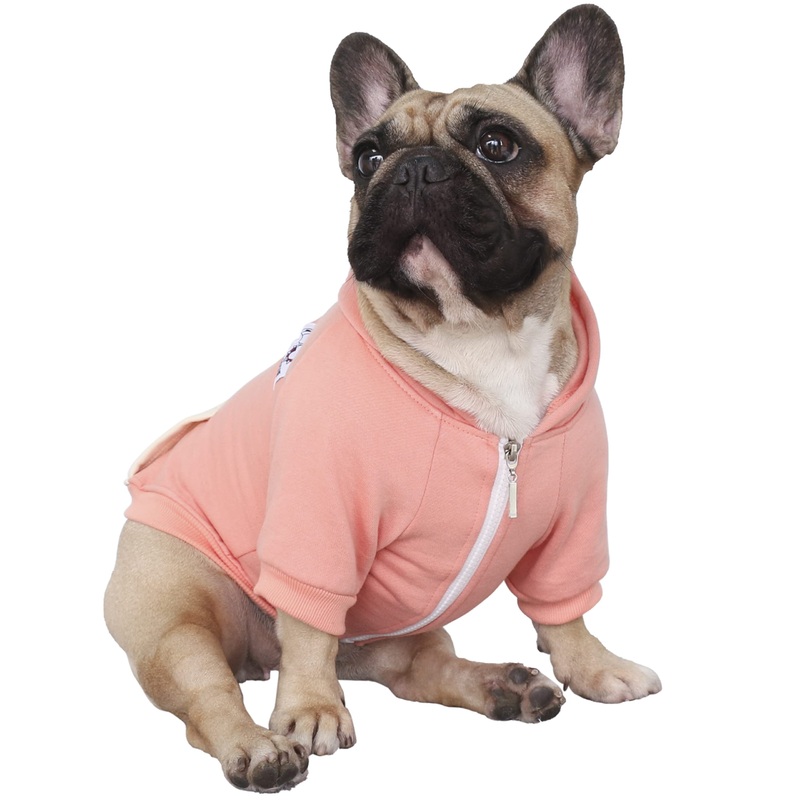 iChoue French Bulldog Frenchie Clothes Hoodies for Dogs Pug English Boston Terrier Bully Pitbull Corgi Sweatshirt Sweater Clothing – Pink/Large Large (Pack of 1)
