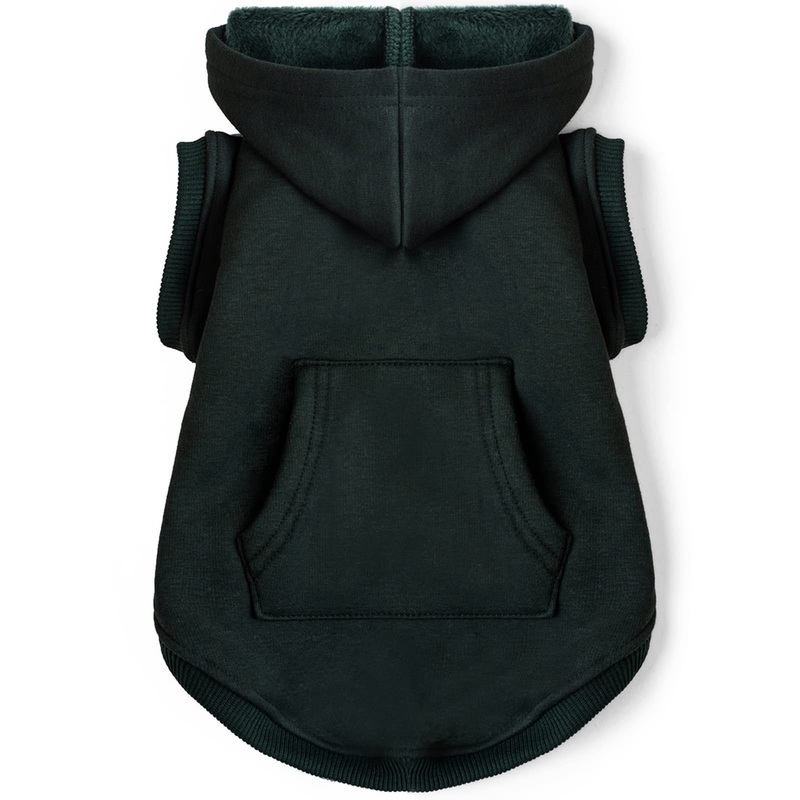 Koneseve Dog Hoodie Fleece Puppy Clothes Warm Sweater with Hat for Small Dogs Cat Hooded Shirt Kitten Pet Basic Sweatshirt with Pocket Doggie Soft Winter Coat Apparel (Green; L) L-(9~17lb) | Chest(~17.7″) Green