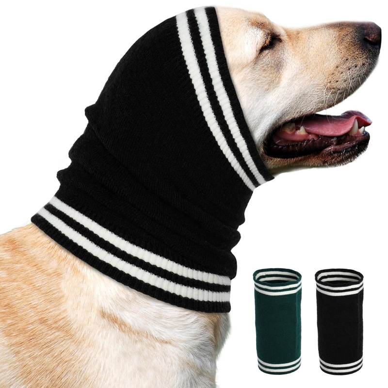 Nanaki Dog Ear Covers for Noise Bath No Flap Ear Wraps for Dogs Hematoma Dog Fireworks Anxiety Relief Calming Hoodie Dog Grooming Ear Cover Dog Head Wrap Force Drying Thunderstorm Quiet Ears for Dogs L(Head Circumference: 18.1″-27.6″) Black
