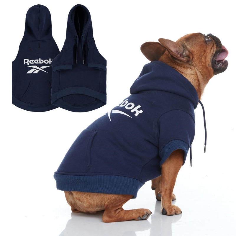 Reebok Dog Hoodie  Fleece Dog Sweater with Leash Hole, Cold Winter Dog Sweatshirt for Small Medium and Large Dogs, Premium Dog Fall Sweater Pullover Hoodie, Cozy Warm Perfect Dog Christmas Outfit Blue X-Large