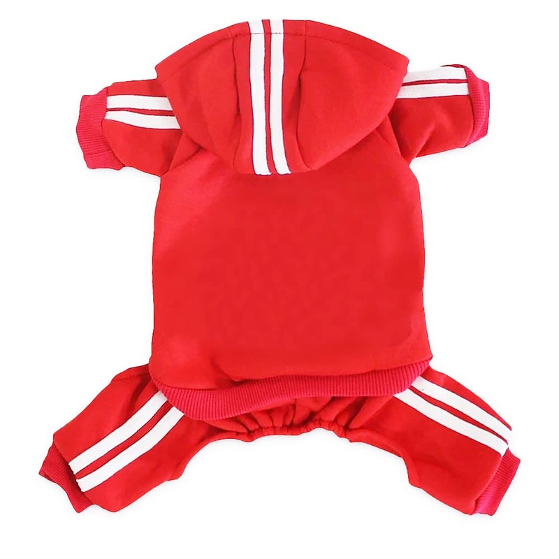 Small Puppy Dog Hoodie Dog Clothes Sweater 4 Legs Dog Jumpsuit Fleece Sweatshirt Dog Outfit Girl Dog Winter Clothes Cotton Puppy Hoodies for Small Medium Dogs Cats Apparel Small (Neck: 13.9-14.9”) Red