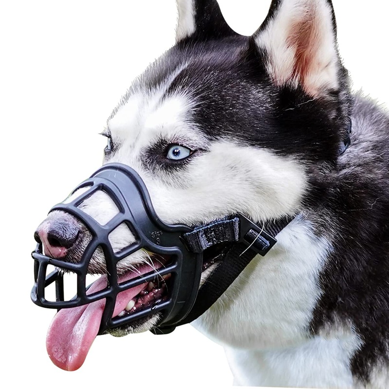BARKLESS Dog Muzzle, Basket Muzzle Anti Biting Chewing, Sturdy Lightweight Muzzle Allows Panting Drinking, Cage Muzzle for Small Medium Large Dogs, Suitable for Grooming Trimming Training 3 (Snout 9-10″) Black