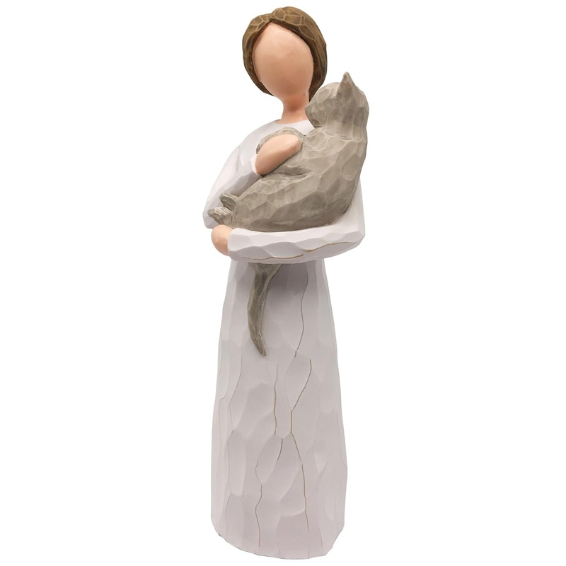 Cat Memorial Gifts, Loss of Cat Sympathy Gifts for Cat Mom, Pet Cat Remembrance Gifts, Collectible Hand-Painted Cat Angel Figurine Statue for Cat Lovers in Memory of Passing Away Cat Grey Cat