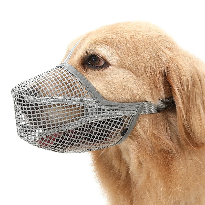 Crazy Felix Dog Muzzle, Soft Mesh Muzzle for Small Medium Large Dogs Labrador German Shepherd, Breathable Adjustable Muzzles for Biting, Chewing, and Scavenging, Allows Panting and Drinking(Grey, L) Grey L-(Snout Cir: 11.0-12.25)