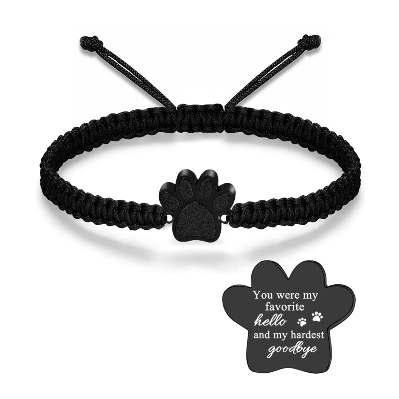 Cremation Jewelry Urn Bracelet for Ashes for Women Men of Loved Ones Cat Dog Paw Keepsake Memorial Rope Bracelet Black-you were