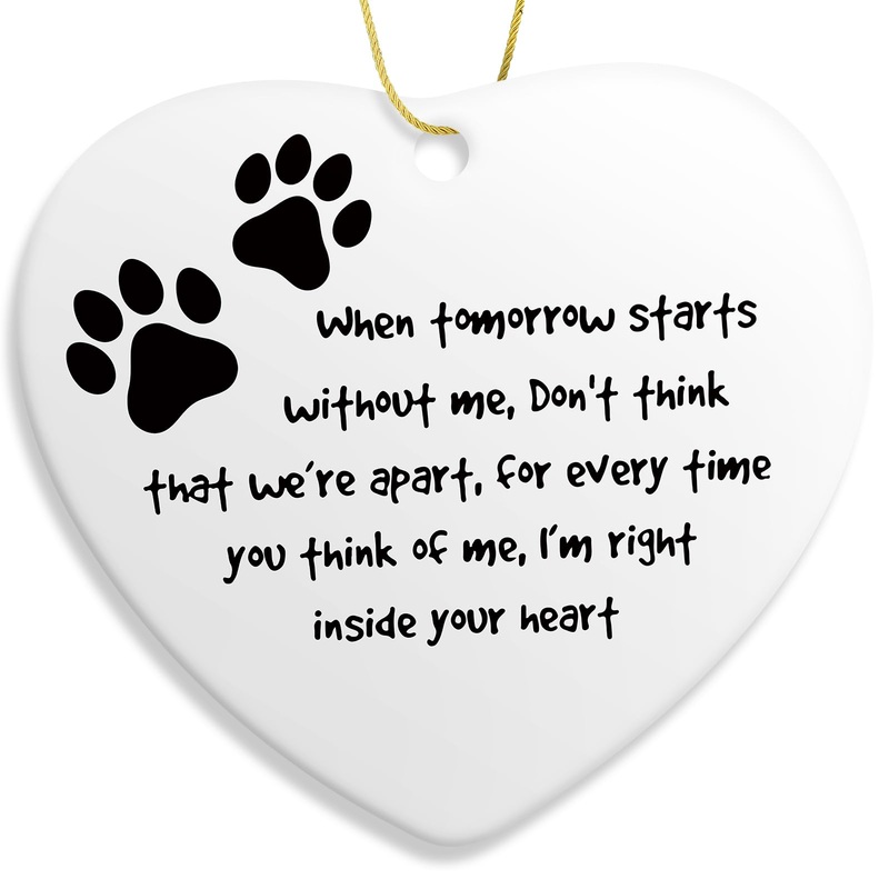 Dog Memorial Gifts for Loss of Dog, Pet Memorial Gifts, Pet Loss Gifts, Sympathy Ceramic Keepsake for Cats Dogs Passing Away,Ceramic Heart Ornament Gifts for Dog Lovers Friends Families