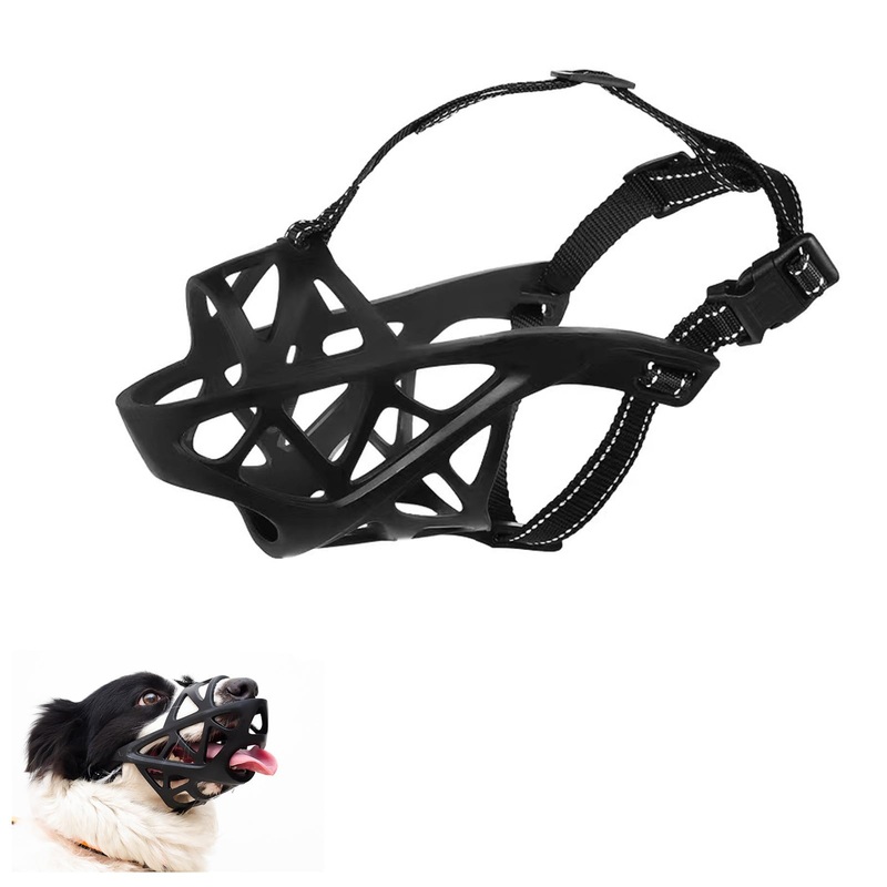 Dog Muzzle, Soft Rubber Safety Basket, Comfortable and Breathable, Adjustable Dog Muzzle Straps to Prevent Eating, Biting and Chewing, Suitable for Small and Medium-Sized Dogs Protective Mask