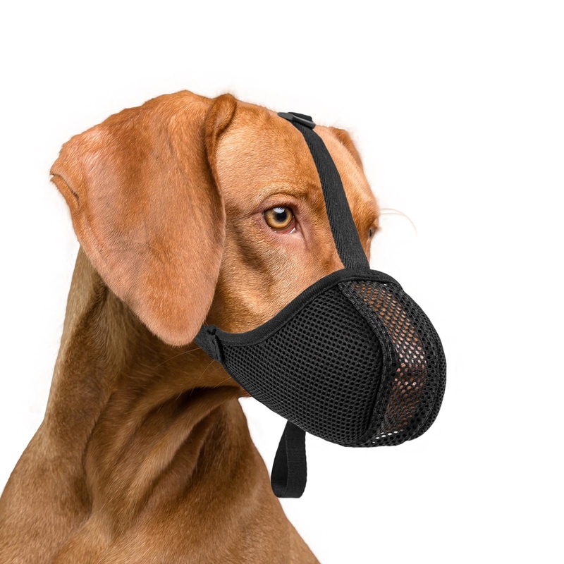 Dog Muzzle with Soft Mesh, Adjustable Muzzle Prevent Eating, Biting and Chewing for Small Medium Large Dogs(XS,Black) XS Black