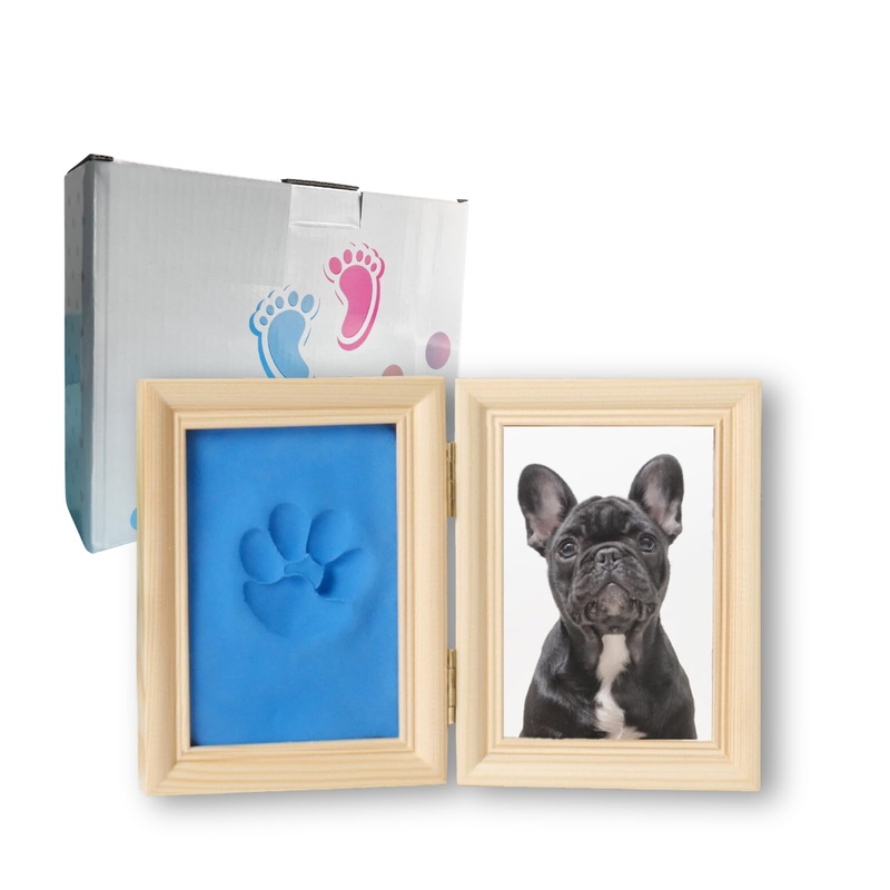Dog Paw Clay Print Photo Frame with Clay Imprint Kit – Pet Paw print impression kit for memeorial – paw print Keepsake gift for dogs & cats, Perfect Home Decor, Loss Pet Gifts for Pet Lovers – Blue