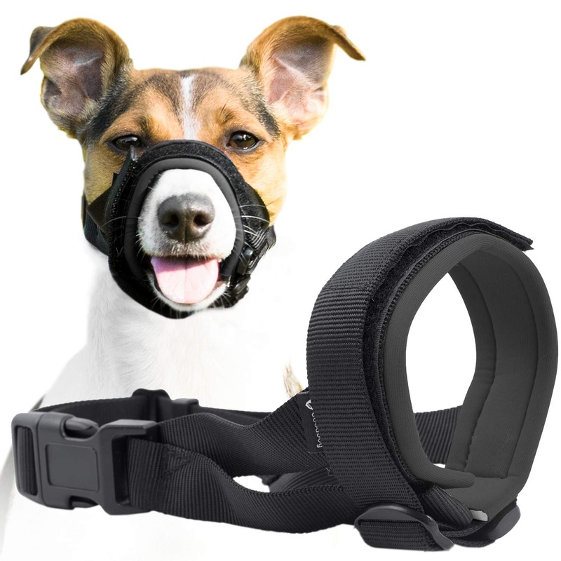 Gentle Muzzle Guard for Dogs – Prevents Biting and Unwanted Chewing Safely Secure Comfort Fit – Soft Neoprene Padding  No More Chafing  Training Guide Helps Build Bonds with Pet (L, Grey) Large (Pack of 1)
