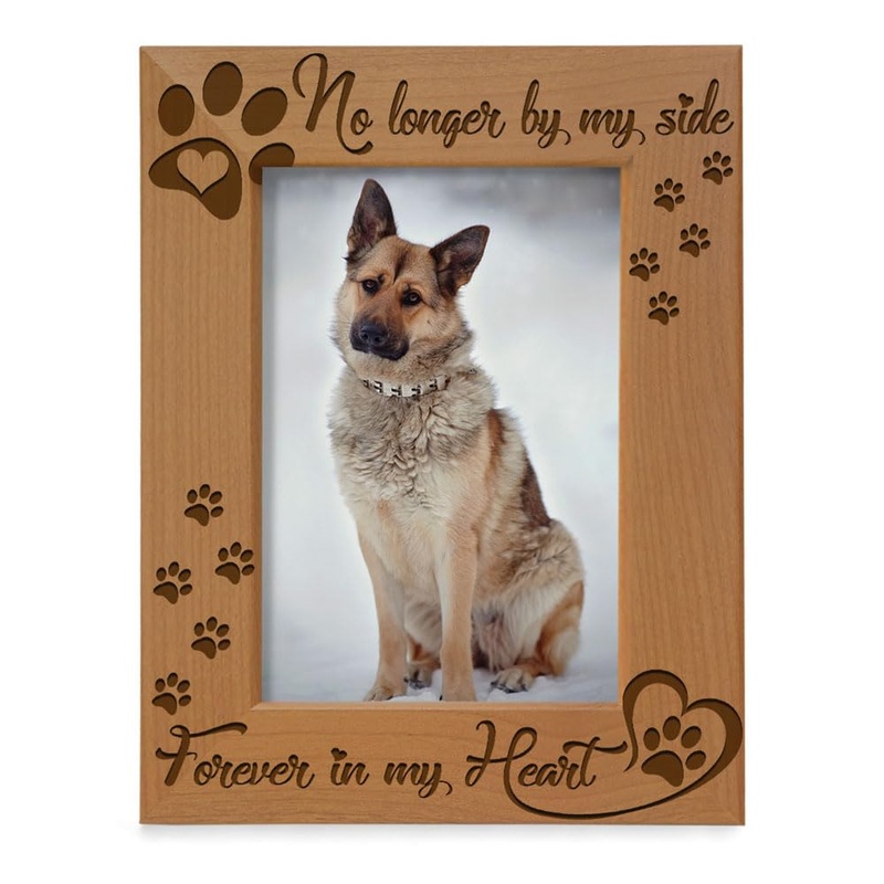 KATE POSH No Longer by my Side, Forever in my Heart Wood Picture Frame. Pet Memorial for Dog or Cat. (4×6-Vertical) 4×6-Vertical