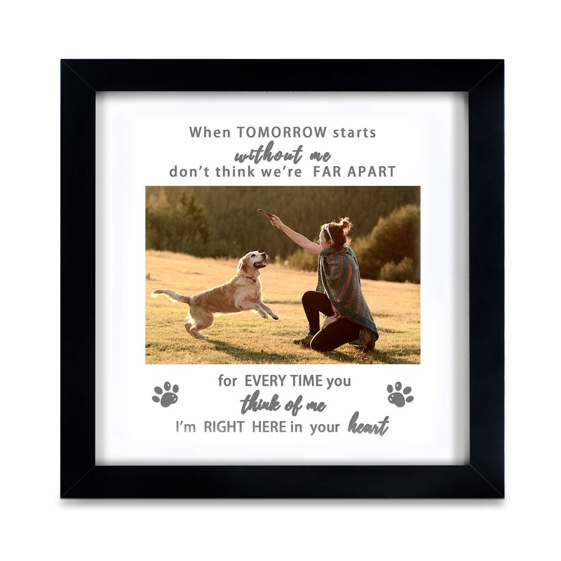 KCRasan Memorial Picture Frame for Pet Loss Gift – Remembrance Frame for Dog or Cat with Sympathy Tribute Keepsake(9×9 frame) 8×8-Black