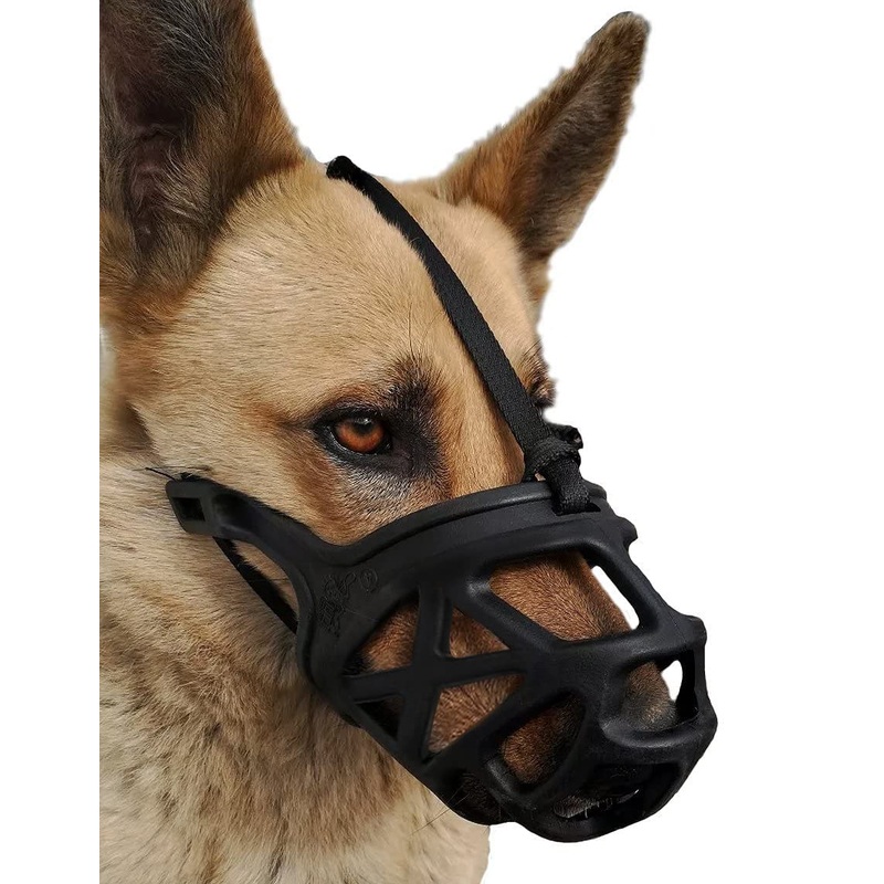 Mayerzon Dog Muzzle, Breathable Basket Muzzles for Small, Medium, Large and X-Large Dogs, Stop Biting, Barking and Chewing, Best for Aggressive Dogs (Medium, Black)