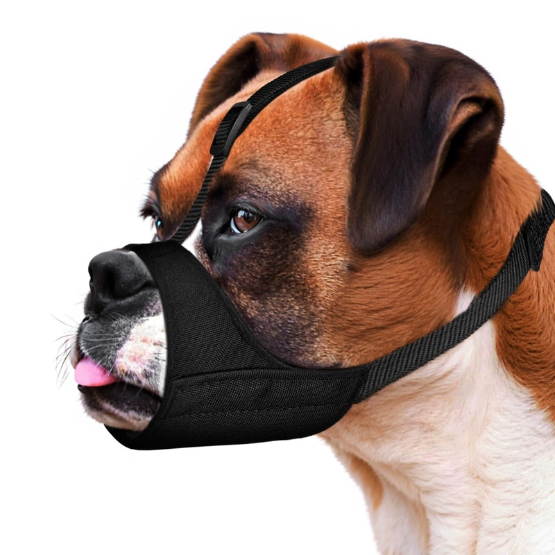 Mayerzon Pitbull Muzzle, Dog Muzzle with Anti-Slip Strap for American Bully Bulldog Boxers Rottweilers, Soft Muzzle for Medium Large Short Snout Dog Anti Biting Chewing, Allow to Drink Black L [Snout Cir: 9.75″-11″]