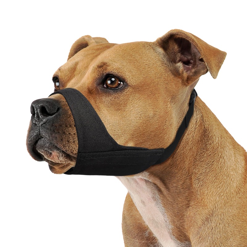 Mayerzon Pitbull Muzzle, Soft Muzzle for American Bully Bulldog Boxers Rottweilers, Anti Fierce Barking Biting Chewing Muzzle for Grooming, Fabric Muzzle for Medium Large Short Snout Dog Black XL [Snout Cir: 11.5-12.25″]