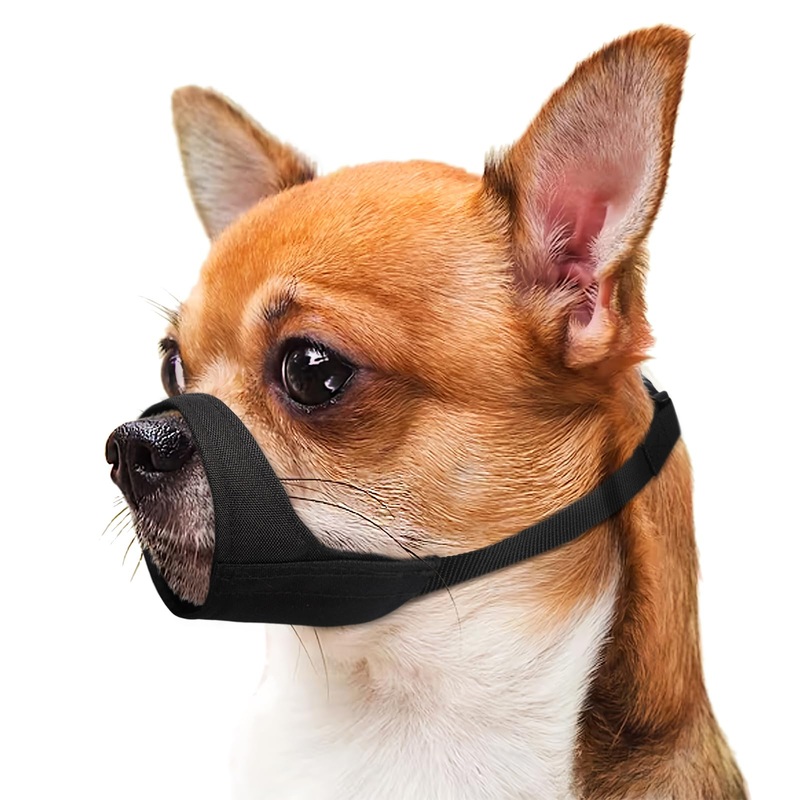 Mayerzon Short Snout Dog Muzzle, Soft Muzzle for Small Medium Large Dog, Muzzle for Chihuahua Shih Tzu American Bulldog for Grooming, Sturdy Oxford Dog Mouth Guard Anti Biting Chewing Black XS [Snout Cir: 5.5-6.5″]