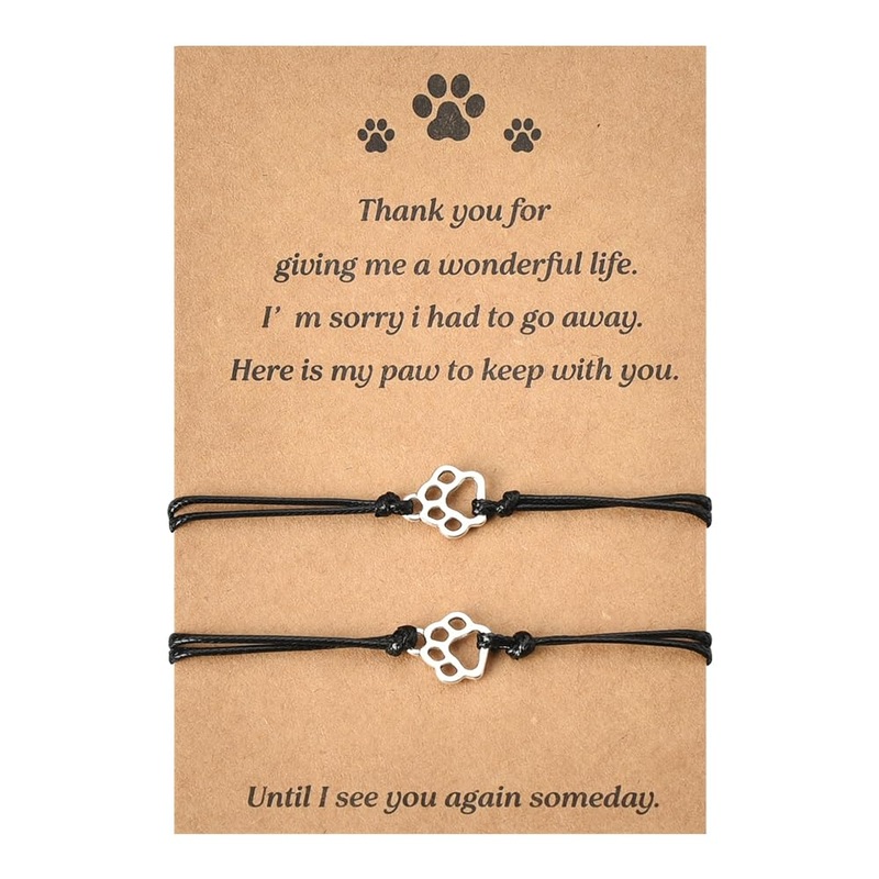 Memorial Gifts Bracelet for Pet Loss of Dog Sympathy Gift Paw Print Friendship Bracelets for 2 Remembrance Gifts for Cat Passing Away Gifts for Cat Lovers Bereavement Gifts for Dog Lover Memory Gifts
