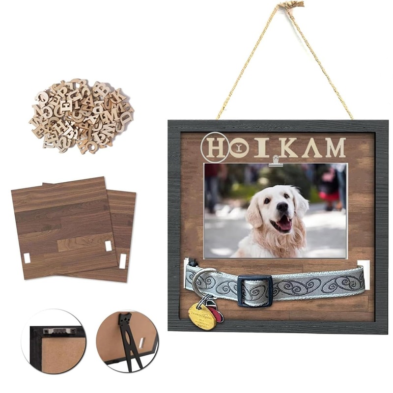Pet Collar Memorial Shadow Box Dog Picture Frame 9.2″x9.2″, Cat or Dog Memorial Gift Pet Sympathy Remembrance Gift Keepsake DIY Name for Multi Sizes Dogs