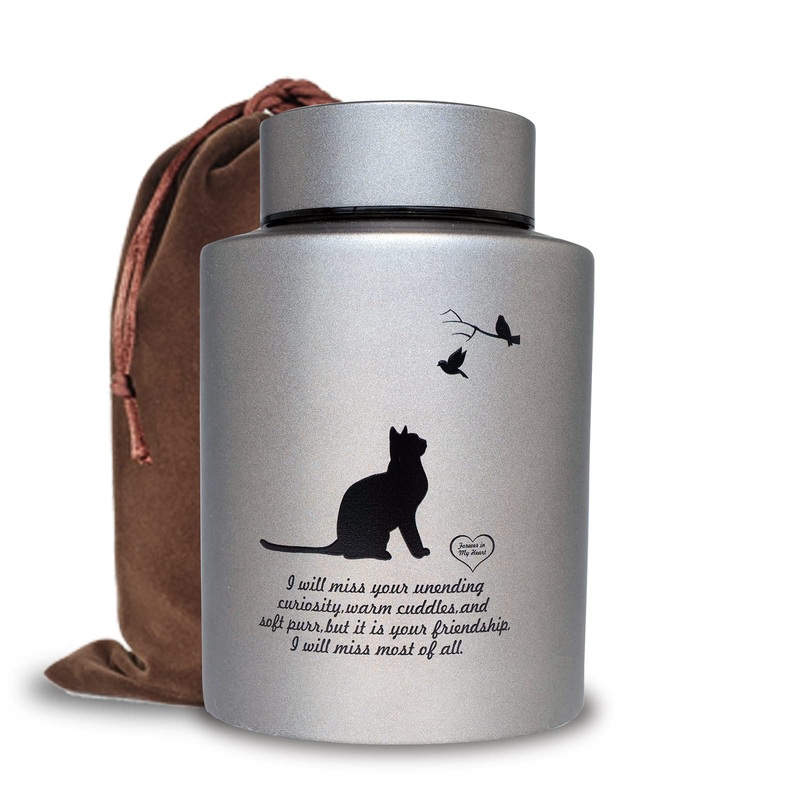 Pet Cremation Urns for Cats Ashes, Up to 60 lbs Cat Memorial Keepsake Urns for Ashes-Medium (Gray) Gray-cat Memory Medium