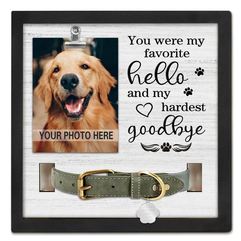 Pet Loss Gift, Memorial Sympathy Gifts for Loss of Dog, Pet Memorial Frame with Collar Holder, Cat Memorial Gift My hardest goodbye