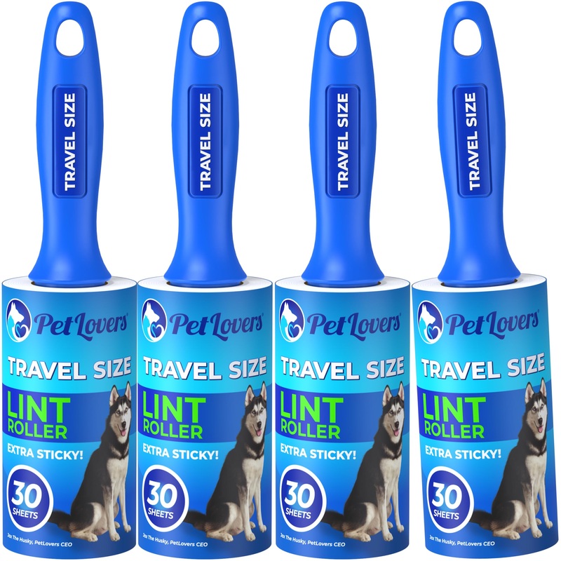 PetLovers Mini Lint Rollers for Travel 4 Pack – Small Sized Lint Removers for Easy Portability, Great for Pet Hair and Debri Pickup 4 Pack Mini