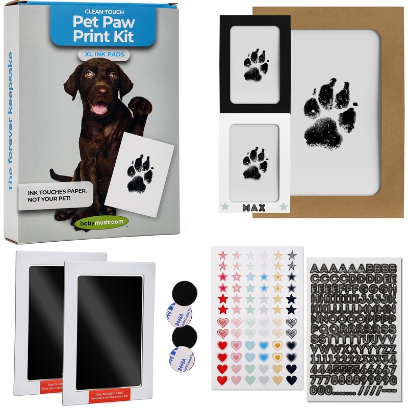 XL Inkless Pet Paw Print Kit | Clean-Touch Ink Pads for Large Dogs | Keepsake Frames + Accessories by BabyMushroom