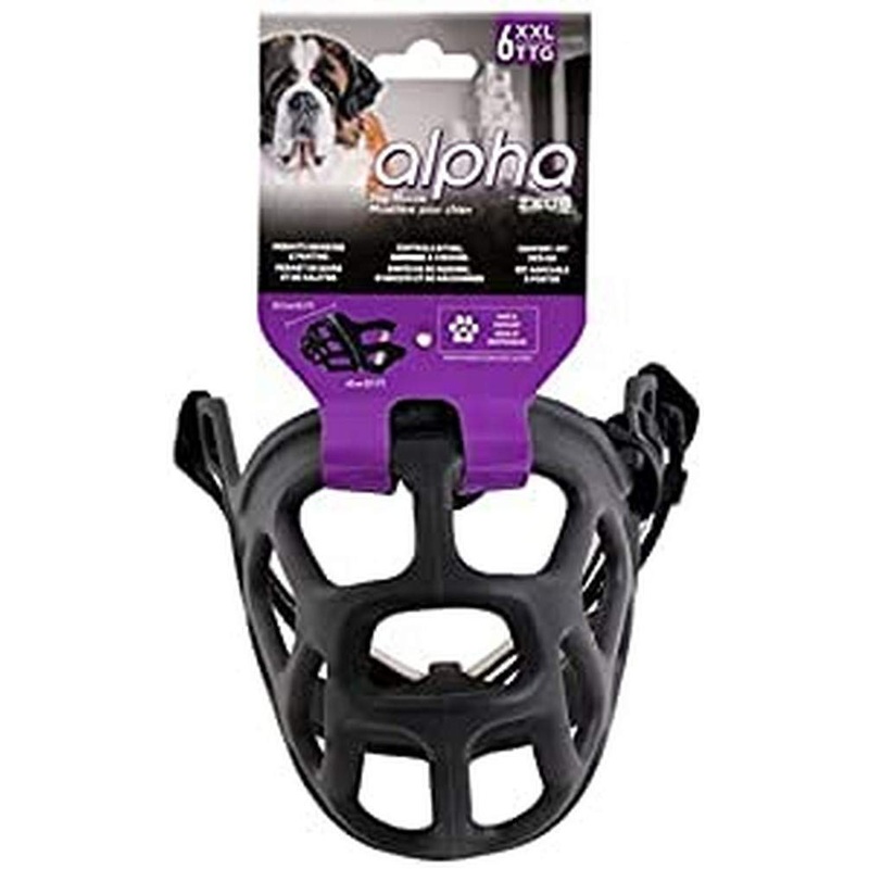 ZEUS Alpha TPR Muzzle for XX-Large Dogs, Comfort Fit Design Prevents Biting, Barking and Chewing, Black XX Large