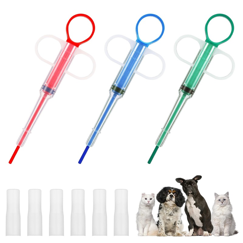 3pcs Pet Pill Shooter,Pill Popper for Cats,Dog pill shooter,Pet Feeding Dispenser Tool for Small Animal,Pet Feeding Push PullRed Blue Green