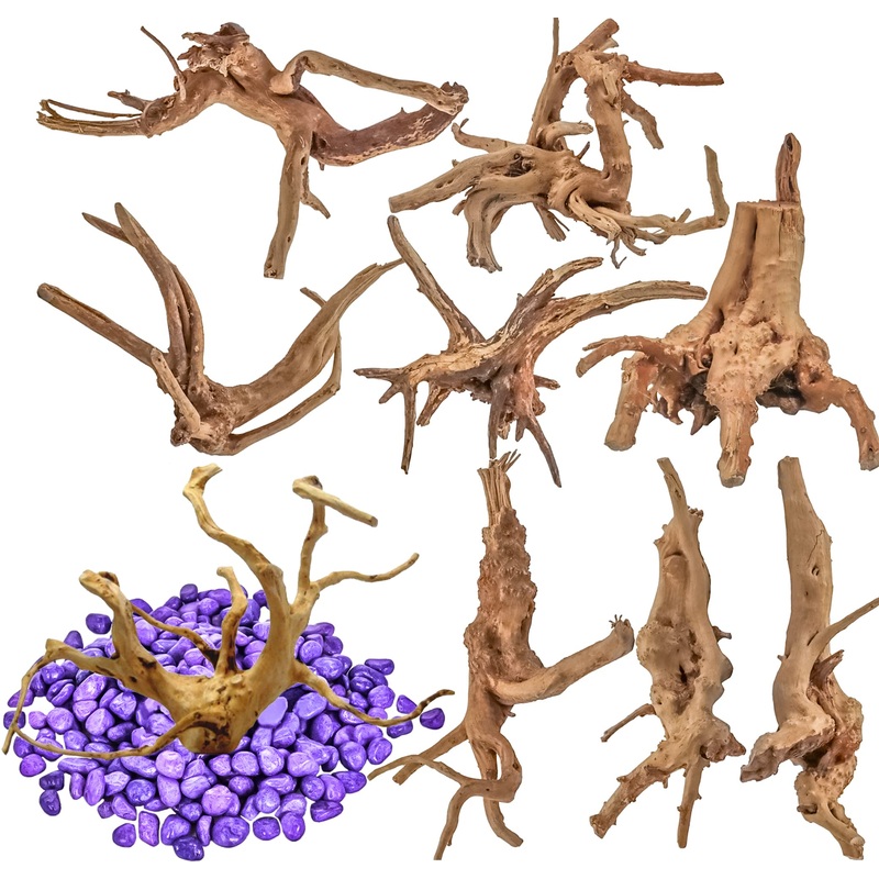 8 Pack Natural Driftwood for Aquarium, Aquarium Decor Spider Wood Freshwater Fish Tank Reptile Driftwood Branch (3.15″- 4″) 3.15″- 4″