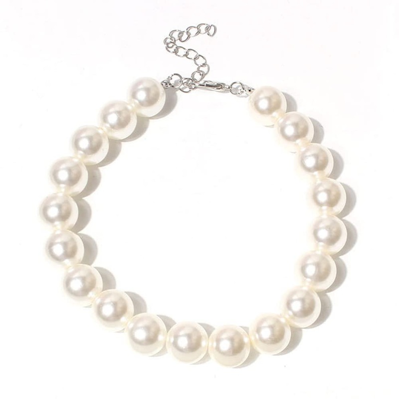 Adorable Pet Pearl Collar Adjustable Cat Dog Pet Necklace Jewelry Chihuahua York Girl Clothing Dress Accessories White