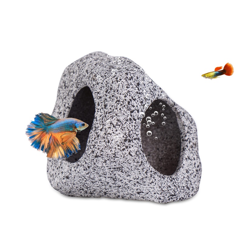 Ameliade Aquarium Decorations Cave Betta Fish Tank Accessories Rock Cave Decor for Shrimp Cichlid Hiding Breeding Small Fish Bowl Hide Decoration Betta Toys Hideout Stones HouseMedium .Medium
