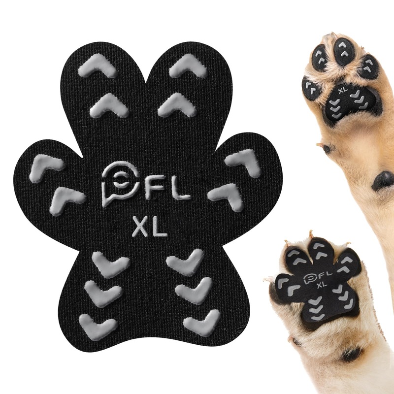 Anti-Slip Dog Paw Protector Pads for Senior Dogs, Dog Paw Black Stickers with Strong Traction on Hardwood Floor, Dog Essentials,12sets(48pcs) XL(41-60lbs) XL(41-60lbs)