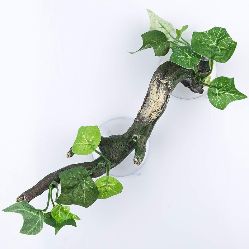 AQUA KT Reptile Corner Branch Terrarium Plant Decoration with Suction Cup for Amphibian Lizard Snake Climbing Climbing Branch