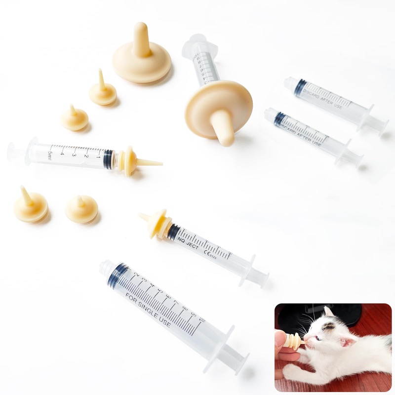 CYG&CL 14 Pack Pet Nursing Feeding Kit Pet Feeding Syringe for Cats Nipple for Kittens Nipple for Puppies Kitten Bottle Feeding Kit for Newborn Squirrels, Rabbits, Small Animals and Wildlife