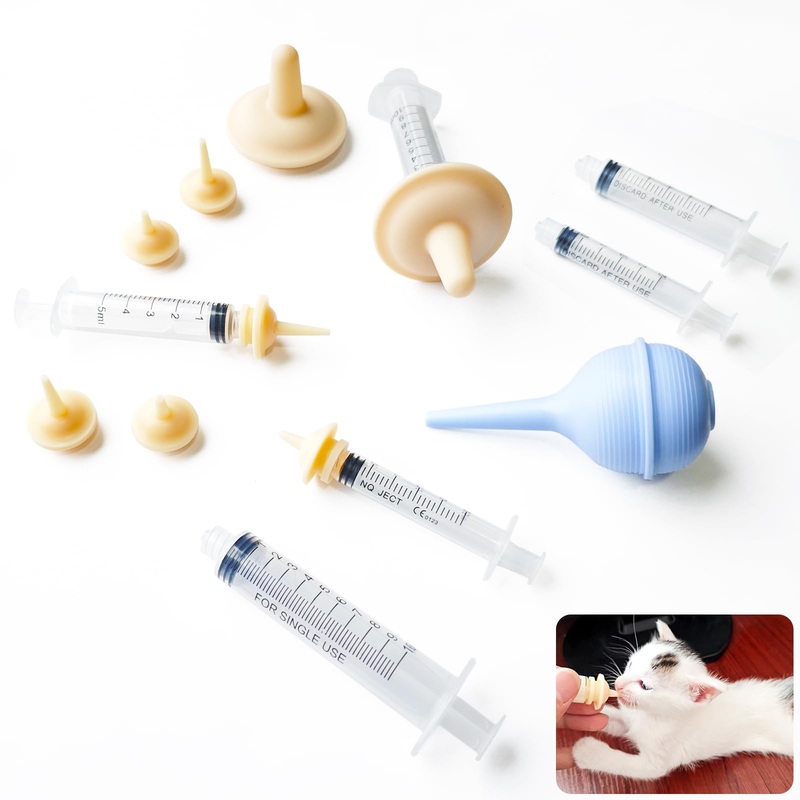 CYG&CL 15 Pack Pet Nursing Feeding Kit Pet Feeding Syringe for Cats Nipple for Kittens Nipple for Puppies Kitten Bottle Feeding Kit for Newborn Squirrels, Rabbits, Small Animals and Wildlife