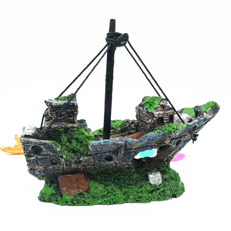 Fish Tank Decorations, Resin Shipwreck Aquarium Decor for Tank, Sunken Ship Aquarium Decorations Large, Betta Fish Tank Accessories, Wrecked Ship Fish Hideout Freshwater Saltwater Tanks