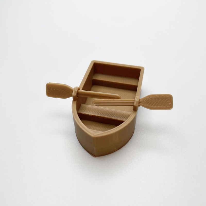 Floating Mini Rowboat Decor for Aquarium, Mini Boat Decorative Aquarium Floater, Floating Rowboat with 2 Paddles, Classic and Minimalist Design, Brown, RB-5000