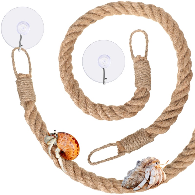 Hermit Crab Toys 23.6 Inch Hermit Crab Climbing Jute Rope Ladder with Hooks Hermit Crab Toys Reptile Tank Terrarium Accessories Habitat Decor for Hermit Crab Lizards Geckos Snakes