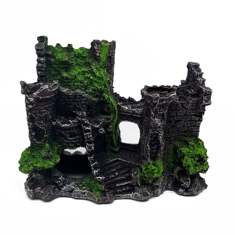 J-star Fish Tank Decorations, Aquarium Decorations Castle, Landscape Ornament Rock Resin Decoration, Safe for Freshwater and Saltwater – Green Castle