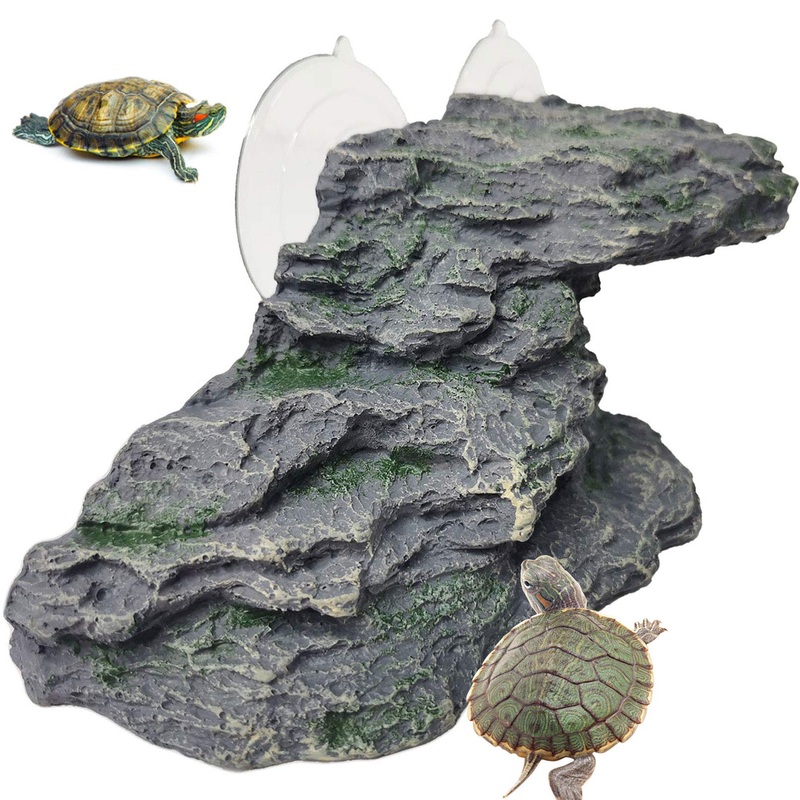 kathson Turtle Basking Platform Baby Tortoise Climbing Ramp Shale Reptiles Dock Resting Terrace Stone Aquarium Ornament Rock Landscaping Decoration for Frogs Newts (Medium Size:8.2Lx3.3Wx3.1H) Medium Size:8.2Lx3.3Wx3.1H