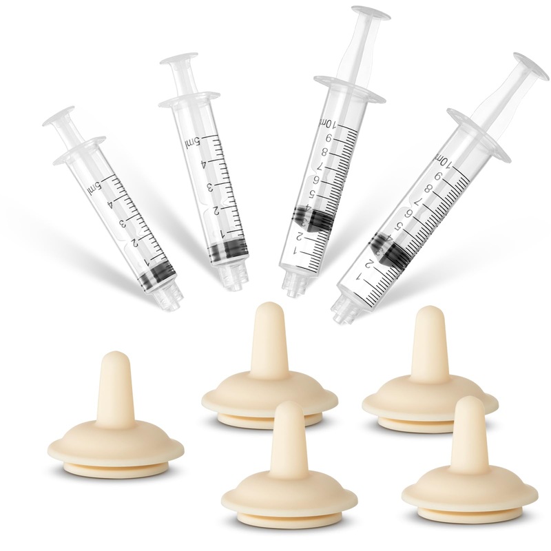 Nipple for Kittens Nipple for Puppies Nipples for Squirrels Newborn Kittens Puppies Small Animals Nipples with 1-10ml Syringes(5Large)