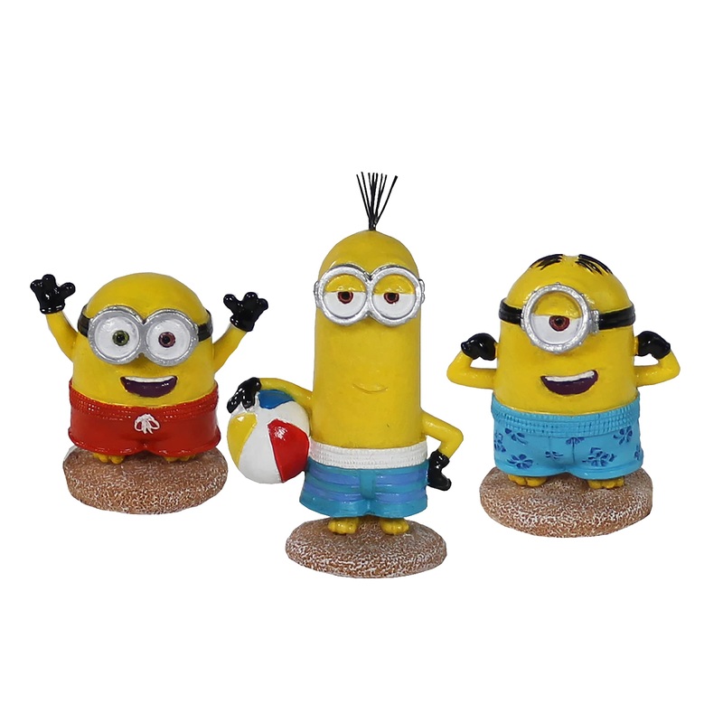 Penn-Plax Minions Officially Licensed 3-Piece Aquarium Ornament Bundle  includes Kevin, Stuart, and Bob  Beach Themed  Small