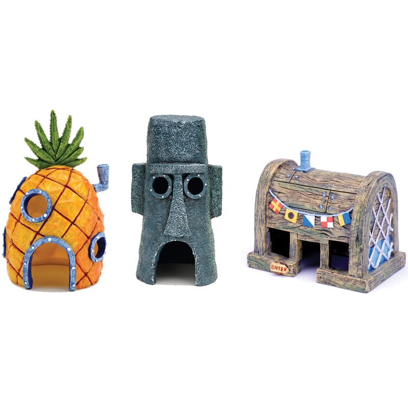Penn-Plax Officially Licensed SpongeBob SquarePants Fish Tank Decorations | SpongeBobs Pineapple, Squidward Home, and The Crusty Crab Resin Figurines | Aquarium and Terrarium Dcor