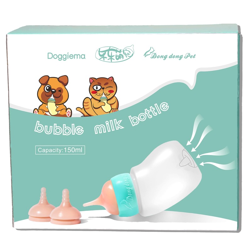Pet Feeder Bottle,Silicone Feeding Nipple and Syringes for All Breed of Puppies,Kittens and Other Animals (150ml Bottle+3 Sizes Nipple(S/M/L)+1 Syringe) Small/Medium puppy (150ml)