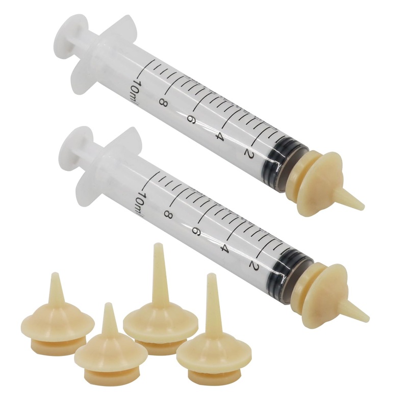 Pet Nursing Nipples with Syringes for Cats and Dogs, 4pcs Silicones Nipples and 2pcs 10ml Syringes, Replacing Feeding Bottle for Newborn Kittens, Puppies, Rabbits