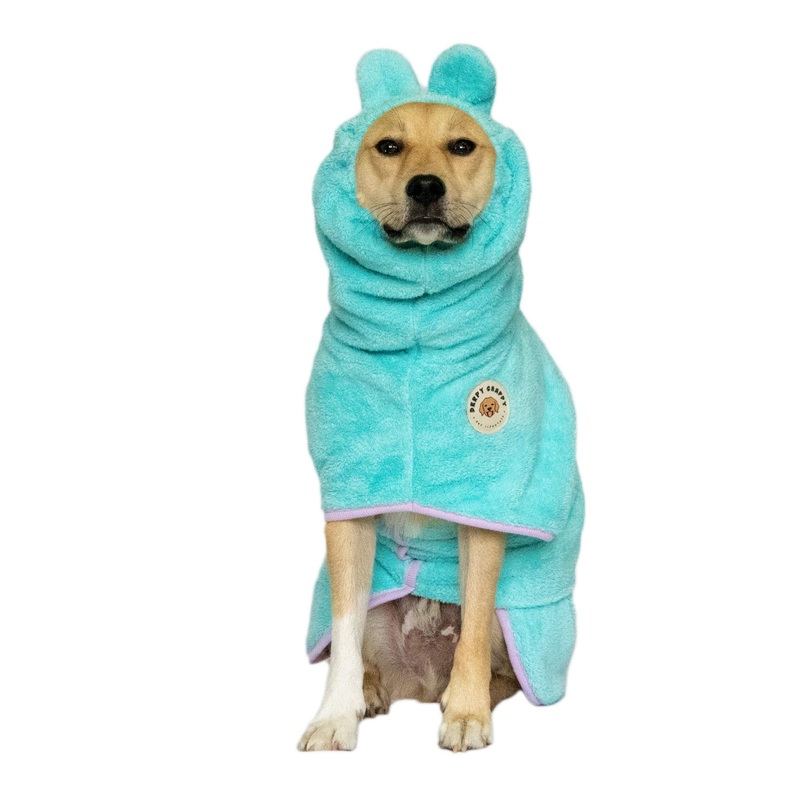 Premium Dog Bathrobe Towel, Absorbent Microfiber Robe for Small Medium Extra Large Dogs and Cats, Stylish Cozy Quick Pet Drying Towels After Bath, Pool or Beach (M, Mint)