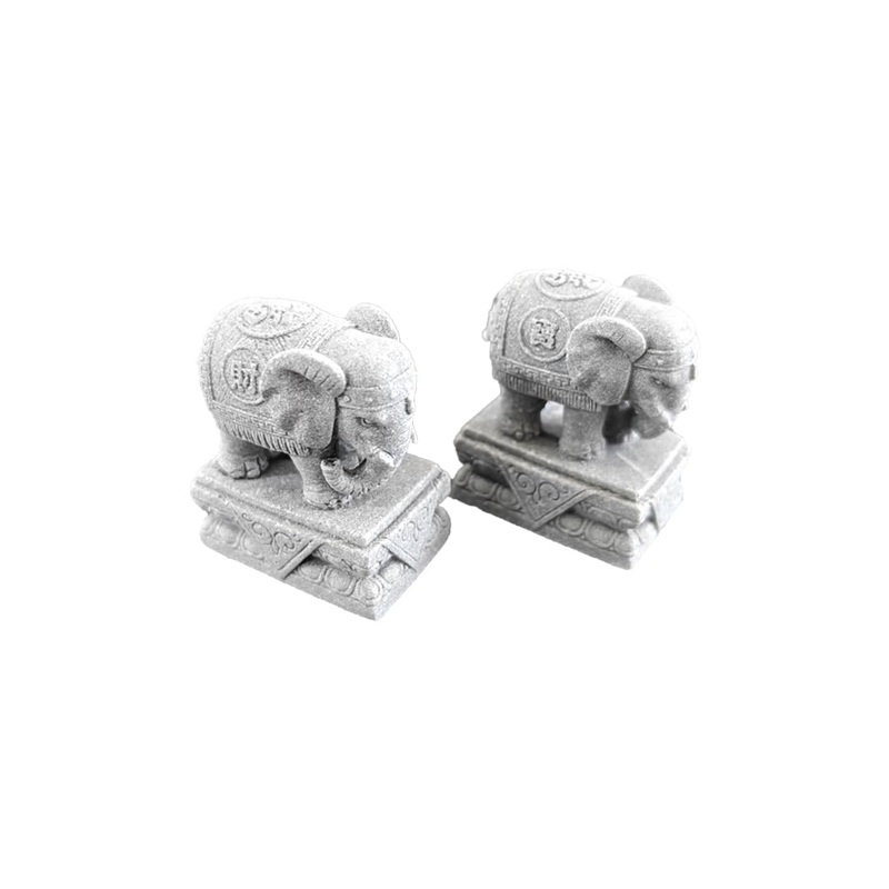 Romansk Pets Fish Tank Decorations Aquarium Decoration Mini – A Pair FengShui Elephant Ornaments for 10 Gallon or Smaller Fish Tanks