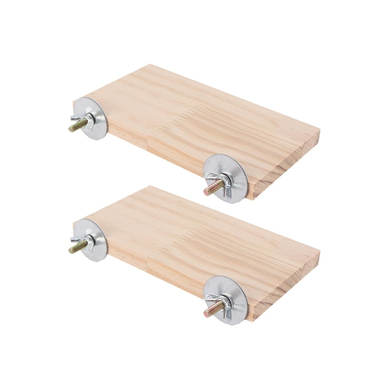 2Pcs Solid Wood Parrot Perch Stand Bird Toy and Climbing Platform for Cage Budgie and Small Animal Resting Spot